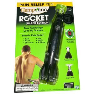 Hempvana Rocket Tens Therapy: (Black/Silver) Pain Relief Pen! Double Pulse Head!